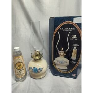 Victoria Rose 15" Oil Lamp Lamplight Farms NIB 22 oz Lamplight Lamp Oil Included